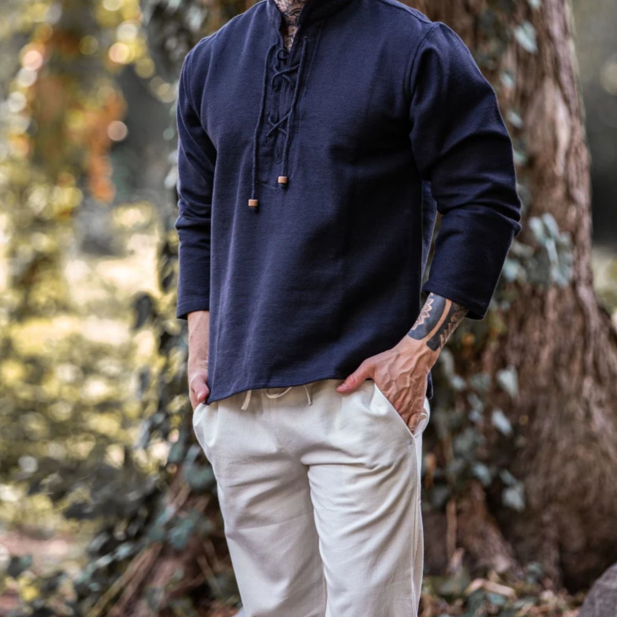 Handwoven cotton shirt in black for men